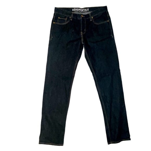 Aeropostale Bowery Slim Straight Jeans Dark Wash Denim Size 33/34